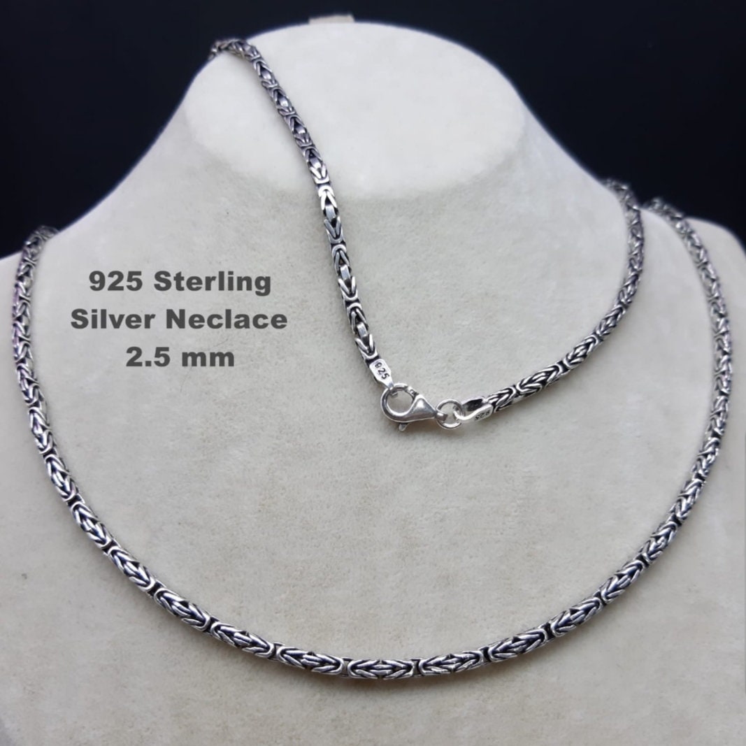 3mm Mens Byzantine Rope King Chain Necklace 3mm 33GR 24Inch 925 Sterling Silver 