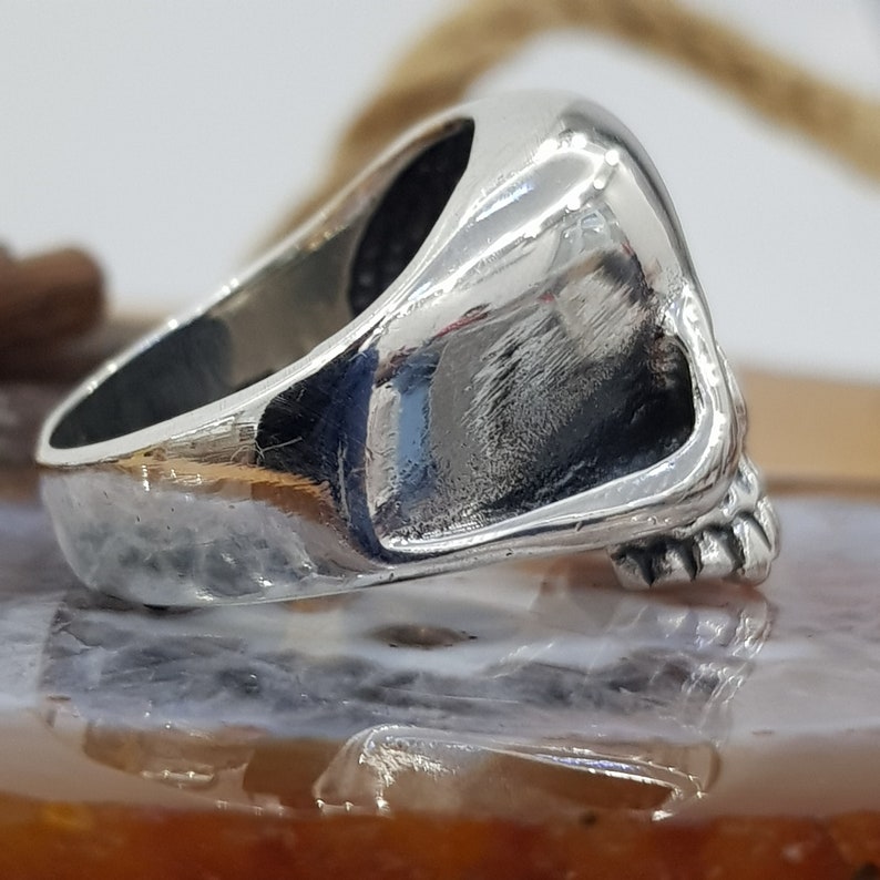 80 s Classic Cliff Burton Skull Ring, Metallica Ring,Cliff Burton Ring,Electric Guitar Ring, Souvenir Ring Skull Sterling Silver 20 Grams image 5