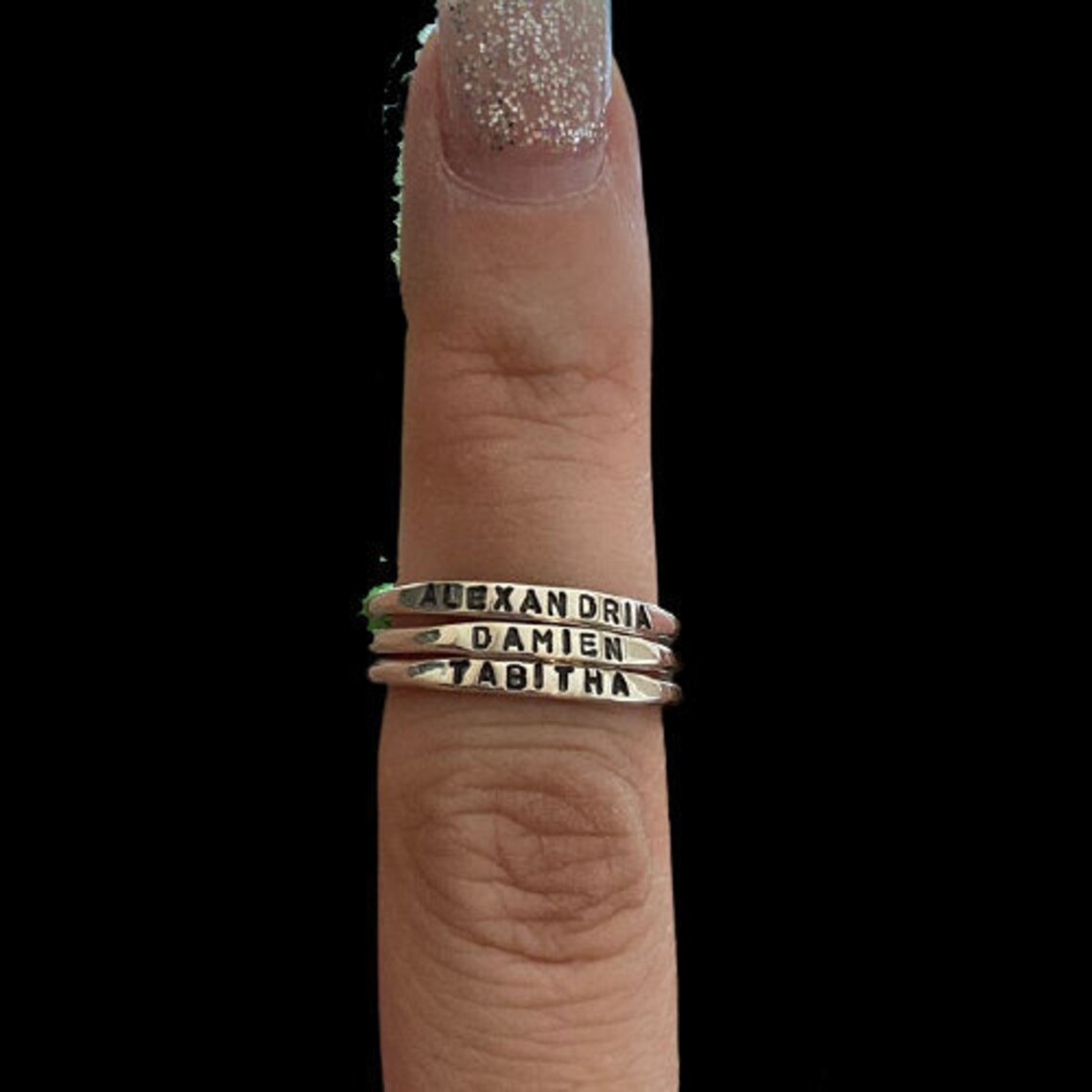 Stackable Name Ring Elegant Name Ring Personalized Ring With Etsy
