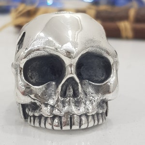 JD Custom JIM SKULL Ring - Sterling Silver Large Head Skull Ring. Handmade Solid Silver Jim Ring - Deep Collection Skull Ring