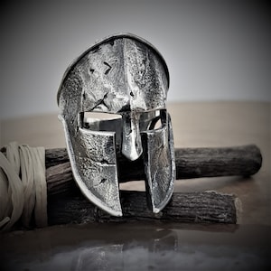 Men's Silver Spartan Ring, Spartan Helmet, Oxidized Sterling Silver Spartan Rings, Silver Helmet Ring, Silver Spartan Jewelry, Men Gift Ring