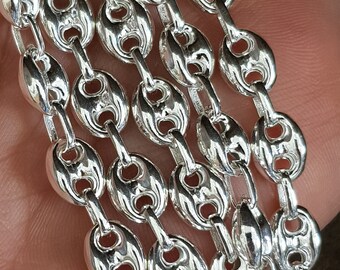 Silver Necklace Chain Puffed Marine 