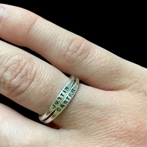 Stackable Name Ring Elegant Name Ring Personalized Ring With Etsy
