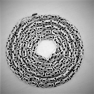 Bali Viking Byzantine Chain Necklace Thicknes 3.5mm Solid Sterling Silver 925 Byzantine Viking King Chain Necklace 16'' To 30''