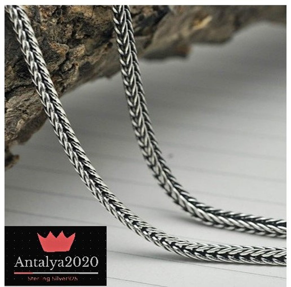 Foxtail Chain Necklace 925 Sterling Silver Thick 2.5mm Etsy