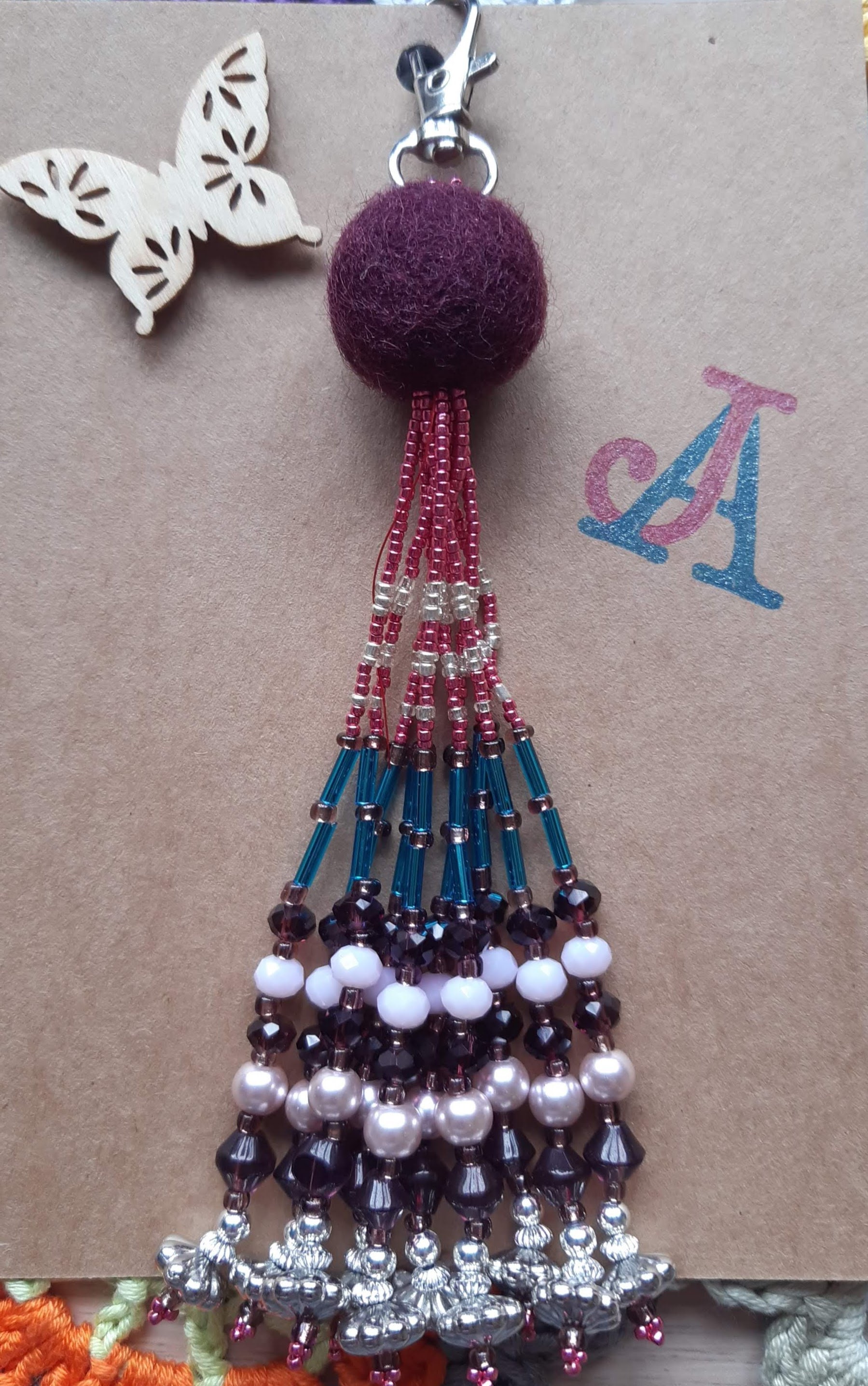 Luxury handmade beaded handbag/keyring charm Berry Beautiful Etsy.de