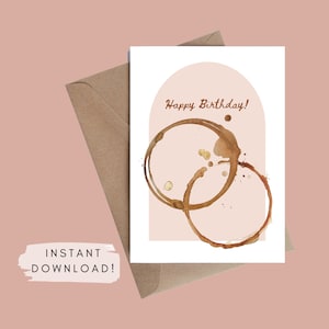 Printable Coffee Lover Birthday Card, Punny Latte Instant Download Greeting Card, Digital Download Espresso Theme 5x7 Happy Birthday Card