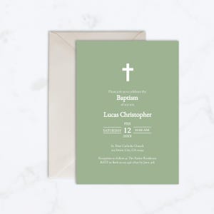 Printable Baptism Invitation, Editable Christian Catholic Christening Theme Template, Instant Digital Download 5x7 Simple Cross Invite