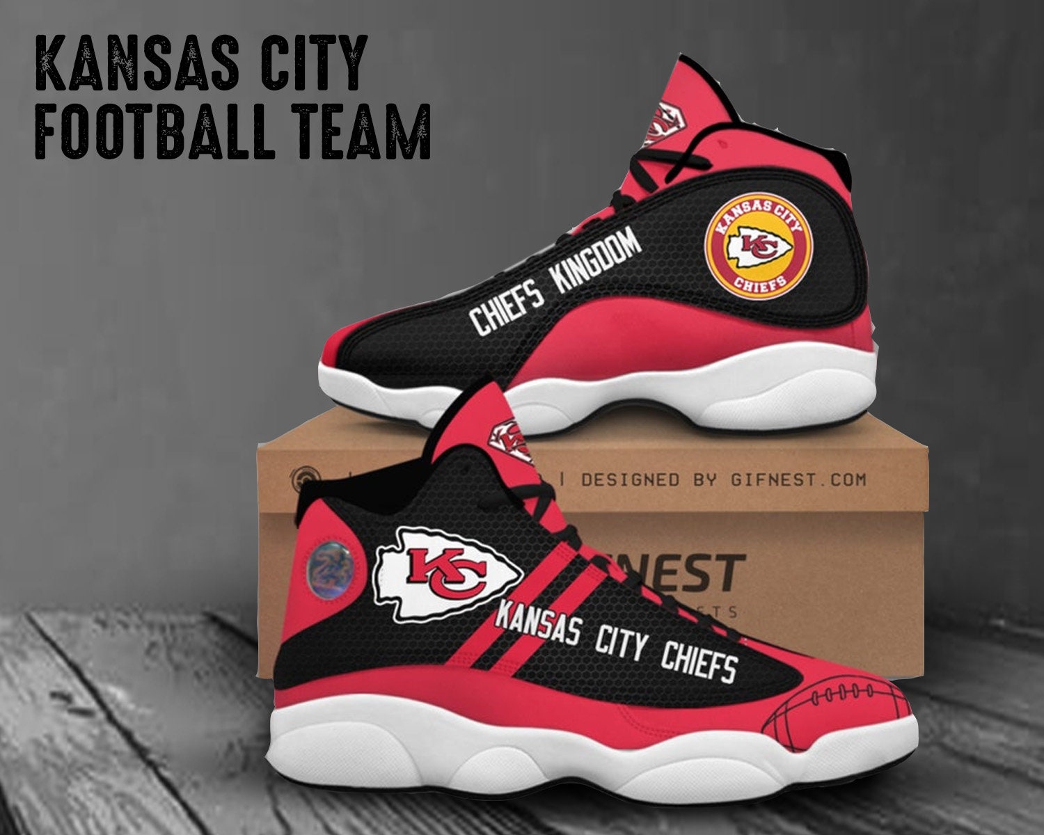 Kansas City Chiefs Jordan 13 Shoes Kansas City Chiefs Shoes | Etsy