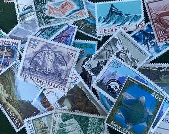 Mountains  pack 20 used postage stamps. Craft. Collect. All different