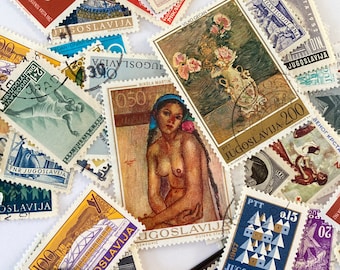 Yugoslavia (Jugoslavia) Mixed vintage postage stamps. Craft. Collect. Junk. Scrapbook. Pack 20