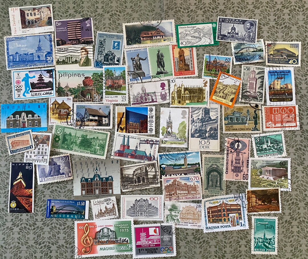 Architecture/structures Bumper Pack 50 Postage Stamps. Craft. Etsy