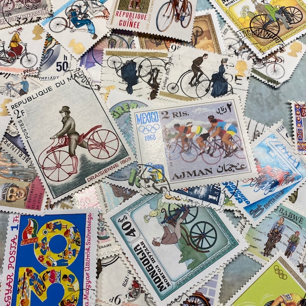 Bicycles/Motorbikes mixed stamps. Dec, Collect, Junk Card Making education Pack 20