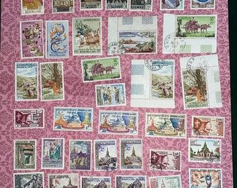 LAOS Vintage used postage stamps.   Stunning. Collect. Craft.