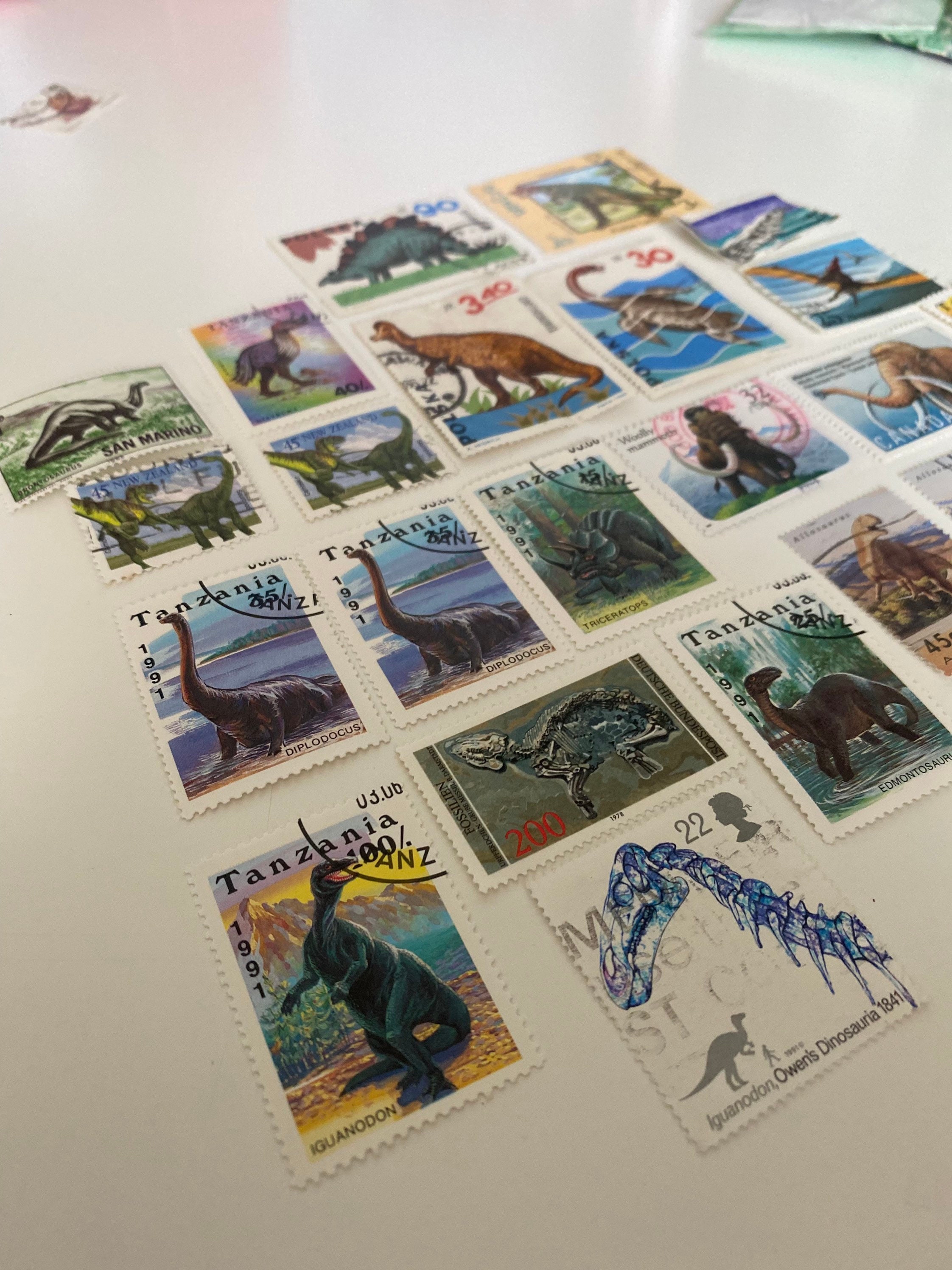 Dinosaur worldwide postage stamps Etsy
