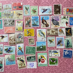 Birds Bumper pack 50 used postage stamps. Craft. Collect image 1