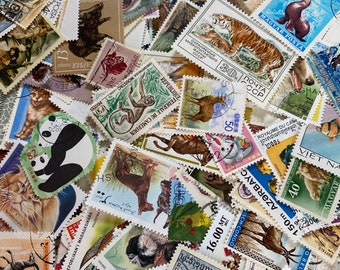 ANIMALS. Used worldwide stamps. Collect, card Making, Decoupage, collage, Junk Pack 30