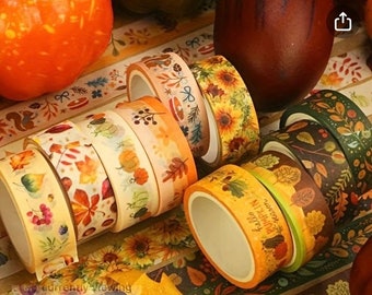 AUTUMN/FALL  Washi Tape 10 roll set.   50 metres in total!
