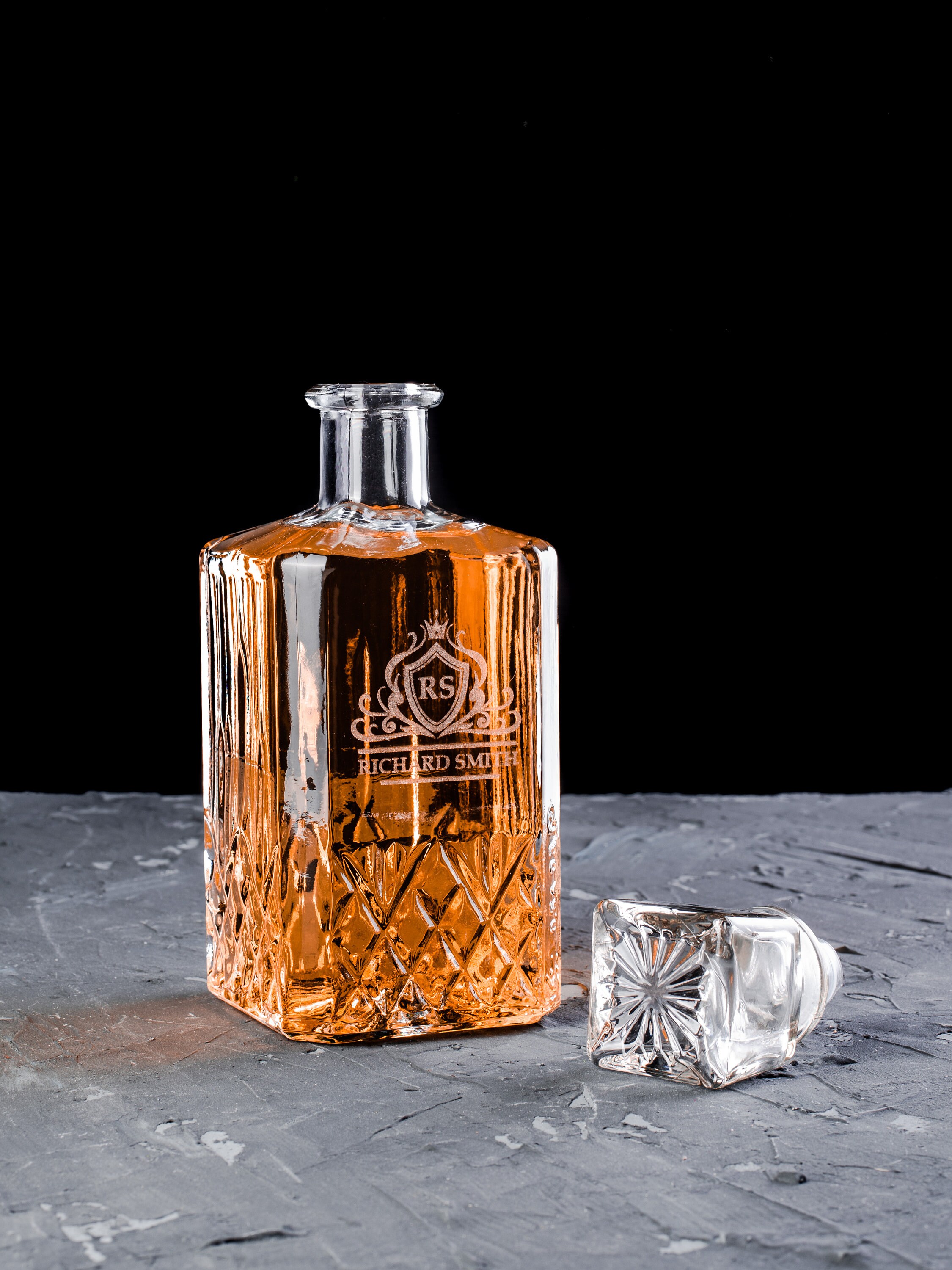 Decanter set personalized with wooden box Whiskey decanter Etsy