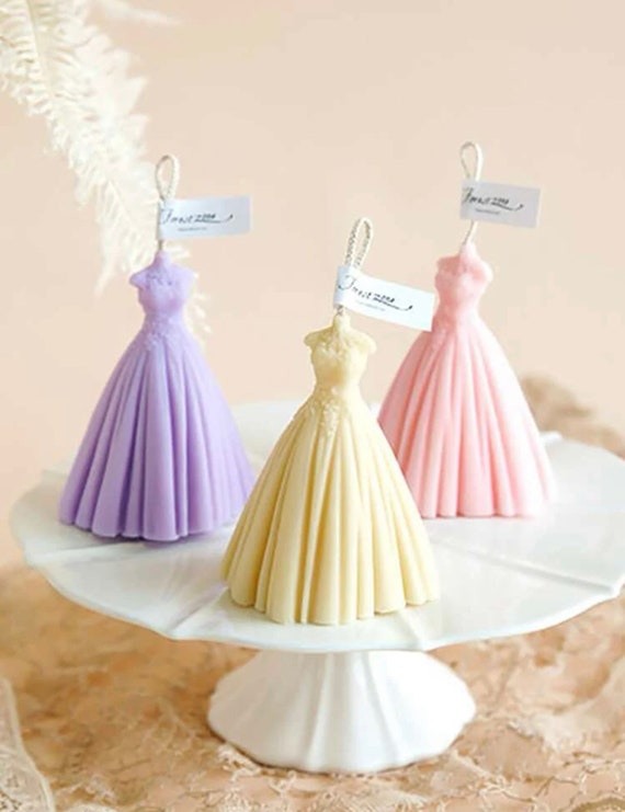 party dress candle scent Bridal Dress Candles  Elegant Wedding Gown-Inspired Dcor