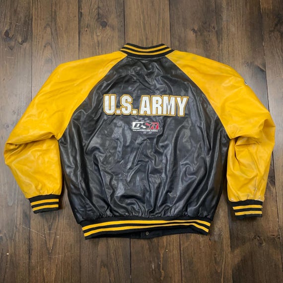 Vintage US Army Racing Faux Leather Bomber Jacket United States