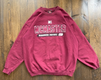 Vintage 1990s McMaster University Canada College Varsity Crewneck Sweatshirt / size Large