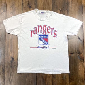 Vintage 1990s New York Rangers NHL Hockey Single Stitch Graphic Shirt / made in Canada / size XL