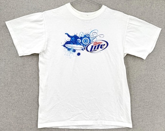 Vintage Miller Lite Beer Brewery Logo White Graphic Shirt / size Medium