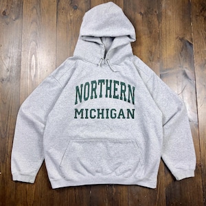 Vintage 1990s Northern Michigan University College Varsity Thick Heavyweight Hoodie Sweatshirt / made in USA / size Large