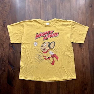 Vintage Mighty Mouse Superhero Cartoon Graphic Shirt / size XL