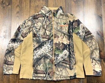 Vintage 1990s Mossy Oak Camo Camouflage Fleece Zip Sweater / size Large
