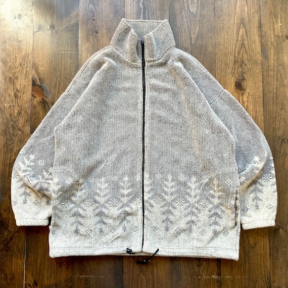 最終SALE!! ニットジャケット　pelican vintage Vintage 1990s Forest Trees All Over Print Double Sided Fleece Zip
