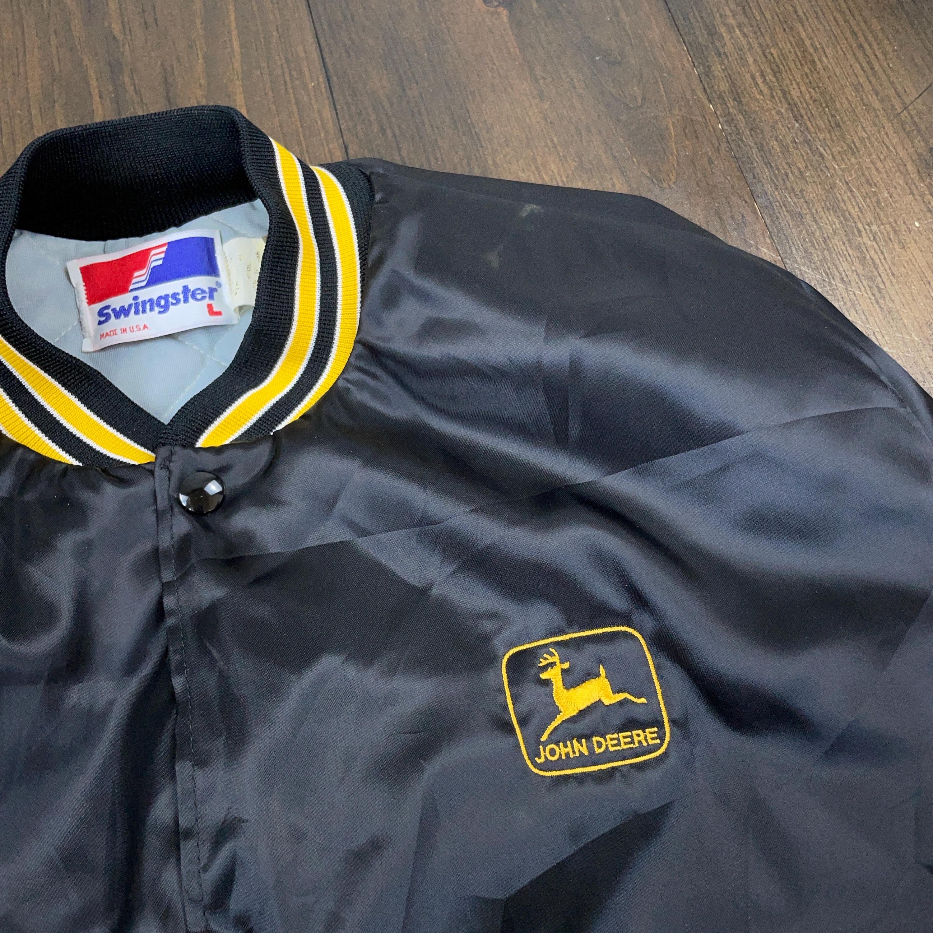 Vintage 1980s John Deere Satin Bomber Jacket / Farming Agriculture