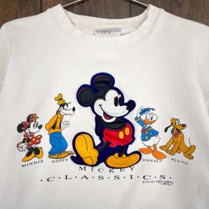 Vintage 1990s Mickey Mouse Disney Cartoon Crewneck Sweatshirt / made in USA / size Large (runs smaller, see measurements) image 2