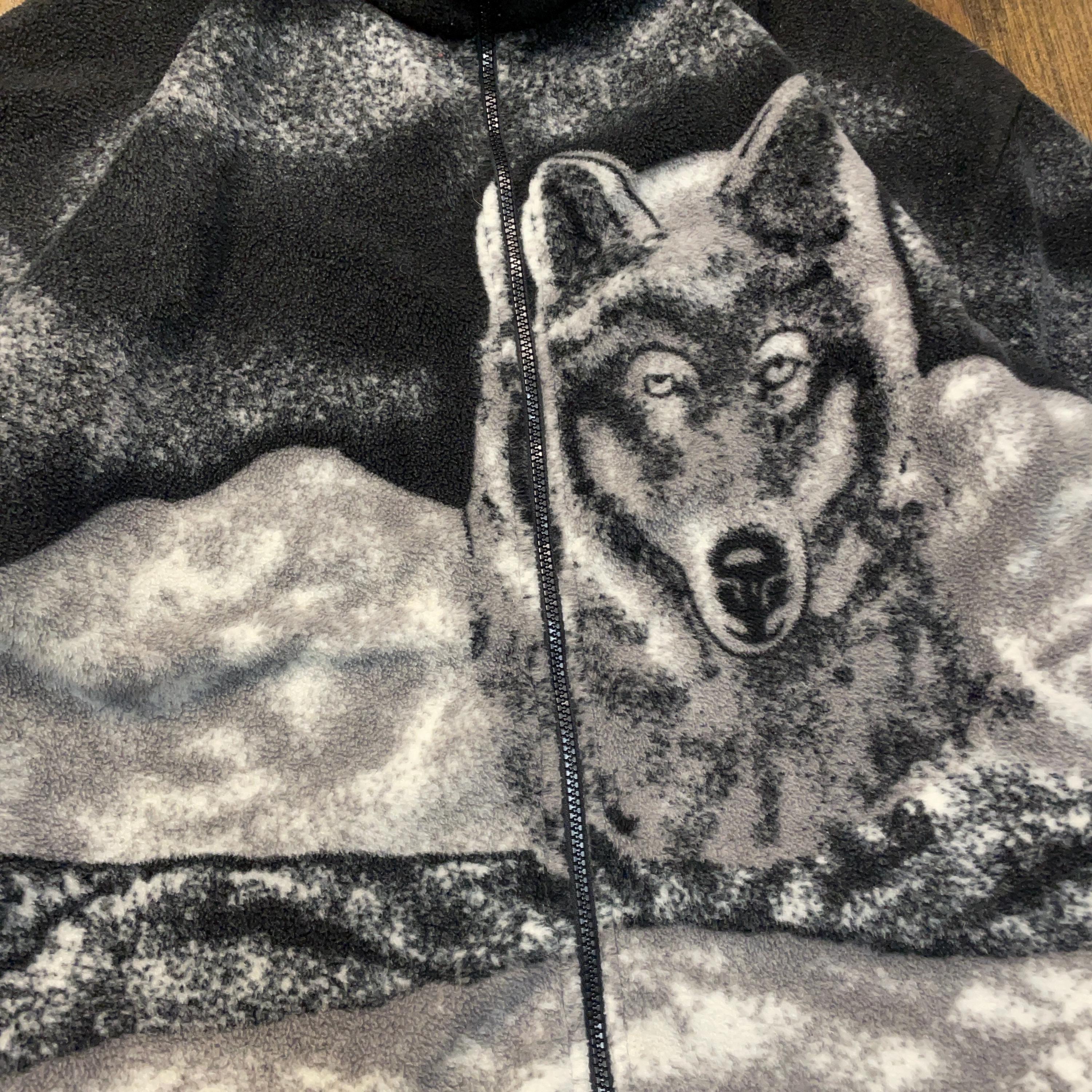 Vintage 1990s Wolf Wolves Trees Forest All Over Print Double Sided