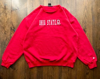 Vintage 1990s Ohio State University Buckeyes Embroidered Starter Crewneck Sweatshirt / size XL