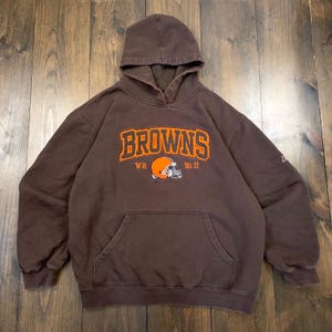 Vintage 1990s Cleveland Browns NFL American Football Hoodie Sweatshirt / size XL (see measurements)