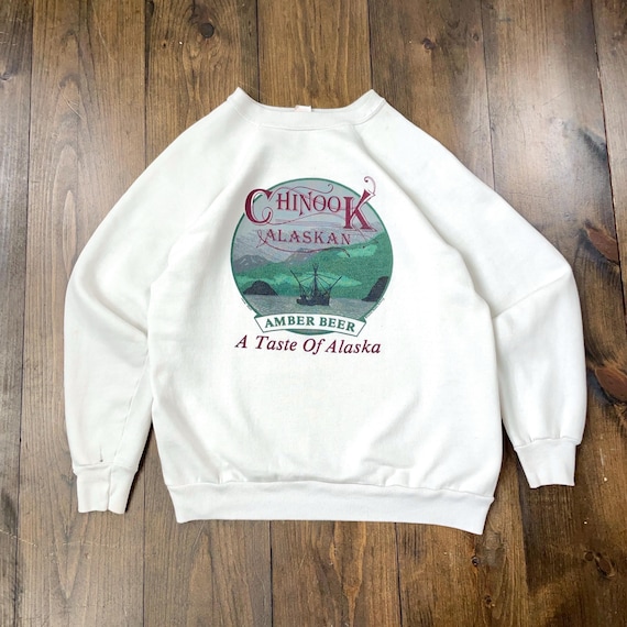 Vintage 1990s Alaska Chinook Amber Beer Crewneck Sweatshirt / See