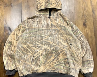 Vintage 1990s Mossy Oak Heavyweight Thick Camo Camouflage Trees Hoodie Sweatshirt Jacket / see measurements for sizing