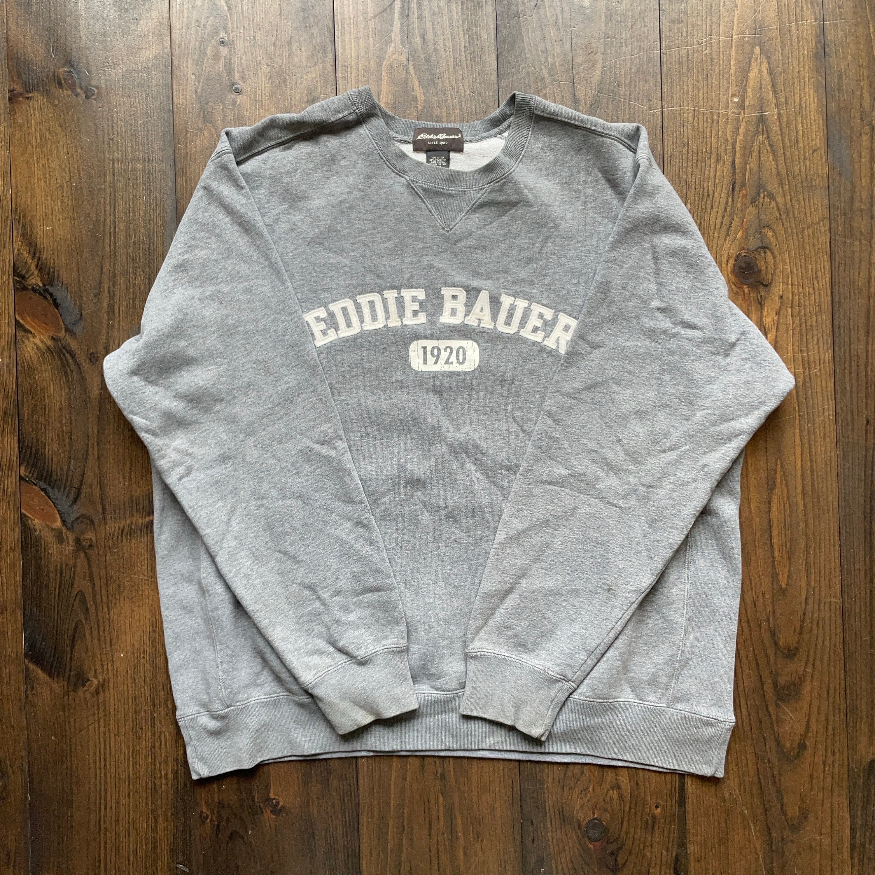 Vintage 1990s Eddie Bauer Athletics Logo Blank Grey Crewneck 