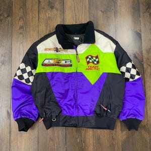 Vintage 1990s Arctic Cat Thinsulate Snowmobile Insulated Neon Bomber Jacket / size XL (Women’s - see measurements)
