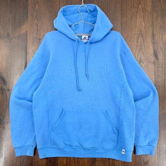 Vintage 1990s Russell Athletic Light Blue Blank Pullover Hoodie