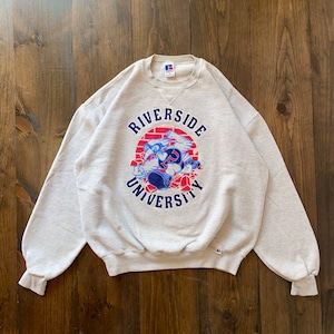 Vintage 1990s Riverside University California College Varsity Crewneck Sweatshirt / made in USA / size XL