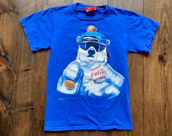 T-shirt Vintage Coca-Cola - Bleu, Taille M, Unisexe, 100% Coton, Brodé, Excellent état
