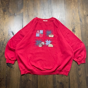 Vintage jaren 90 appelstaart boomgaard geborduurd sweatshirt met ronde hals / labelmaat 24 W (zie metingen)