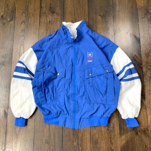 Vintage 1990s GM General Motors Automotive Worker Light Zip Bomber Jacket / made in USA / tag size XL
