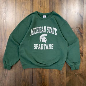 Vintage 1990s Michigan State Spartans University College Varsity Crewneck Sweatshirt / size Medium (see measurements)