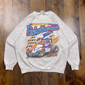 Vintage 1990s Sprint Car Racing Race Crewneck Sweatshirt / see description for sizing