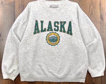 Vintage 1990s University of Alaska Anchorage College Varsity Crewneck Sweatshirt / size XL (see measurements)