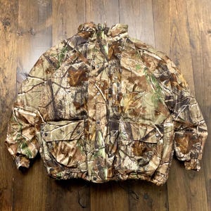 Vintage 1990s RealTree Camo Camouflage Insulated Bomber Jacket / size 2XL